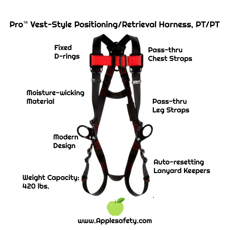 Pro™ Vest-Style Positioning/Retrieval Harness, PT/PT, 1161563-1161564-1161565, front, chart