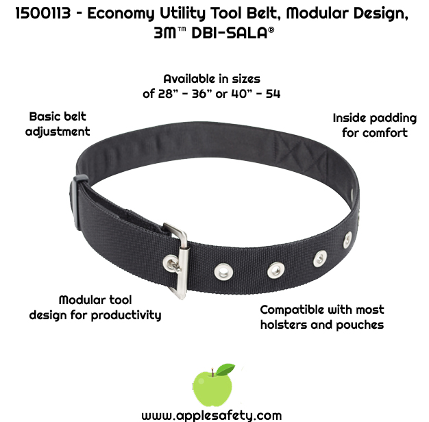      Basic design with tongue buckle adjustment     Padding inside belt provides additional comfort     Basic design with tongue buckle adjustment     Modular design for tool carrying flexibility
