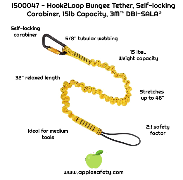 1500047 LNYD,TOOL,BUNGEE,SGL15LB MAX Hook2loop bungee tether -10 lb. capacity DROPPED OBJECTS 