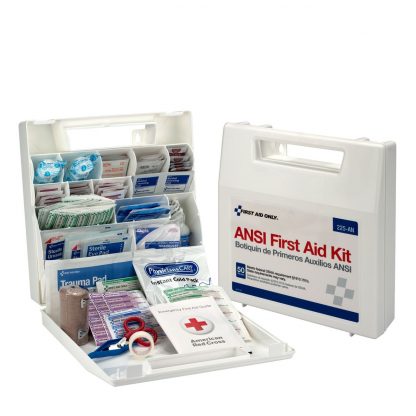 225-U/FAO - First Aid Only, 50 Person First Aid Kit, Plastic Case with Dividers, open