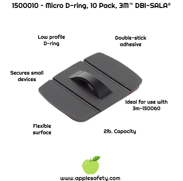      Low profile     Industrial grade double stick tape adheres to most surfaces creating an attachment point     Flexible notched surface     2 lb. (0.9 kg) capacity     Designed to allow for easy tethering of small devices such as cell phones, cameras and radios