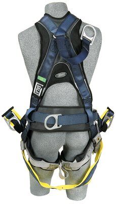 3M™ DBI-SALA® ExoFit™ Derrick Harness, Vest style, back D-ring with 18" extension, belt with back pad & back D-ring, soft seat sling with positioning D-rings, tongue buckle connections at shoulder for 1000570 derrick belt, 1100300 1100301 1100302 1100303, rear