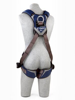 ExoFit NEX™ Cross-Over Style Climbing Harness, QC/QC, Aluminum front & back D-rings, locking quick connect buckles, 1113091 1113094 1113097 1113100, rear