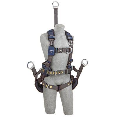 ExoFit NEX™ Oil and Gas Positioning/Climbing Harness, TB/PT, 18" extension, derrick attachments, hip pad & belt and rigid seat sling, use with1003230 derrick belt, 1113295 1113296 1113297 1113298, front 3