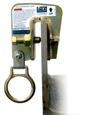 2104550 - Steel Plate Anchor, Plate anchor w/D-ring, fits 3/8" to 1" thick plate steel