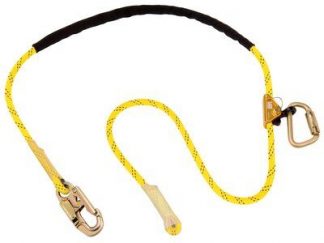 1234070 - 8 ft. (2.4m) adjustable rope positioning lanyard with snap hook at one end, rope adjuster and carabiner at other end.