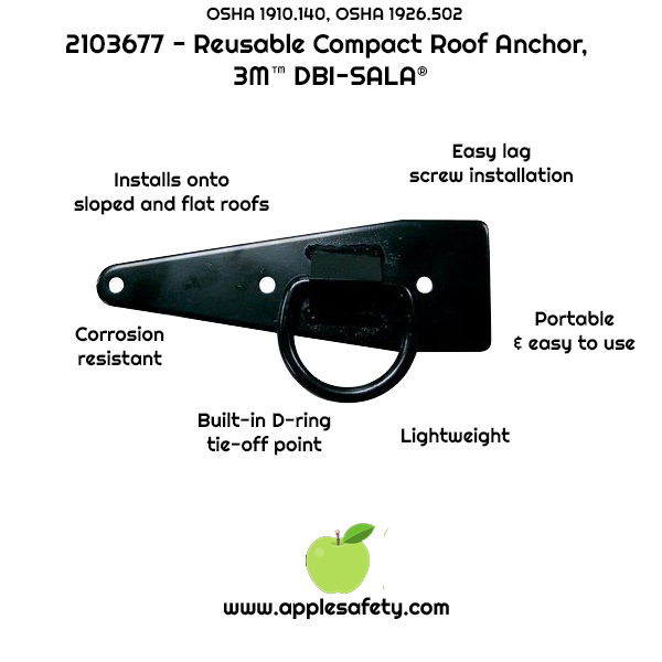 applesafety chart infographic 2103677 ANCHOR,ROOF,REUSABLE,LAGSCREWS Reuseable steel roof anchor with D-ring, lag screws ANCHOR DEVICES & SYSTEMS