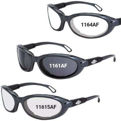 Crossfire MK12 Safety Glasses Clear Anti-Fog Lens with Foam Lined Gray Frame 