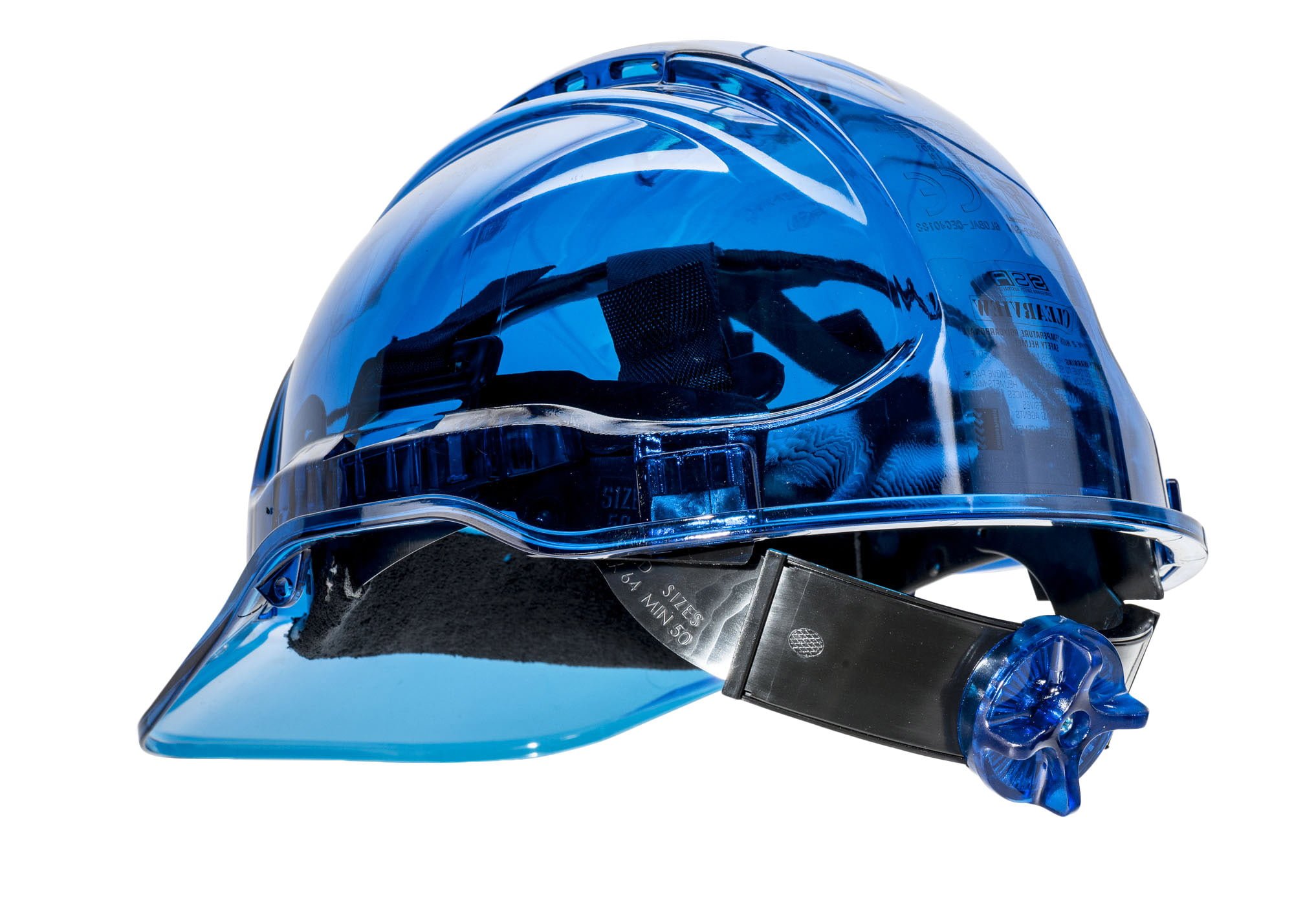 Portwest PV50 Peak View Protective Vented Hard Hat in Translucent Hi Vis ANSI 