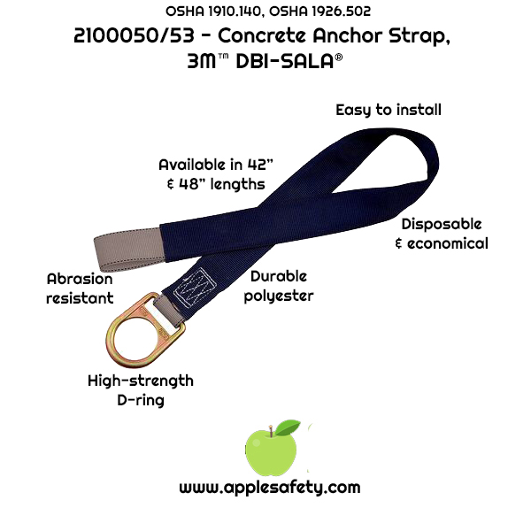 2100050 2100053 - Concrete anchor strap w/D-ring, 3-1/2 ft. lengthm applesafety,chart