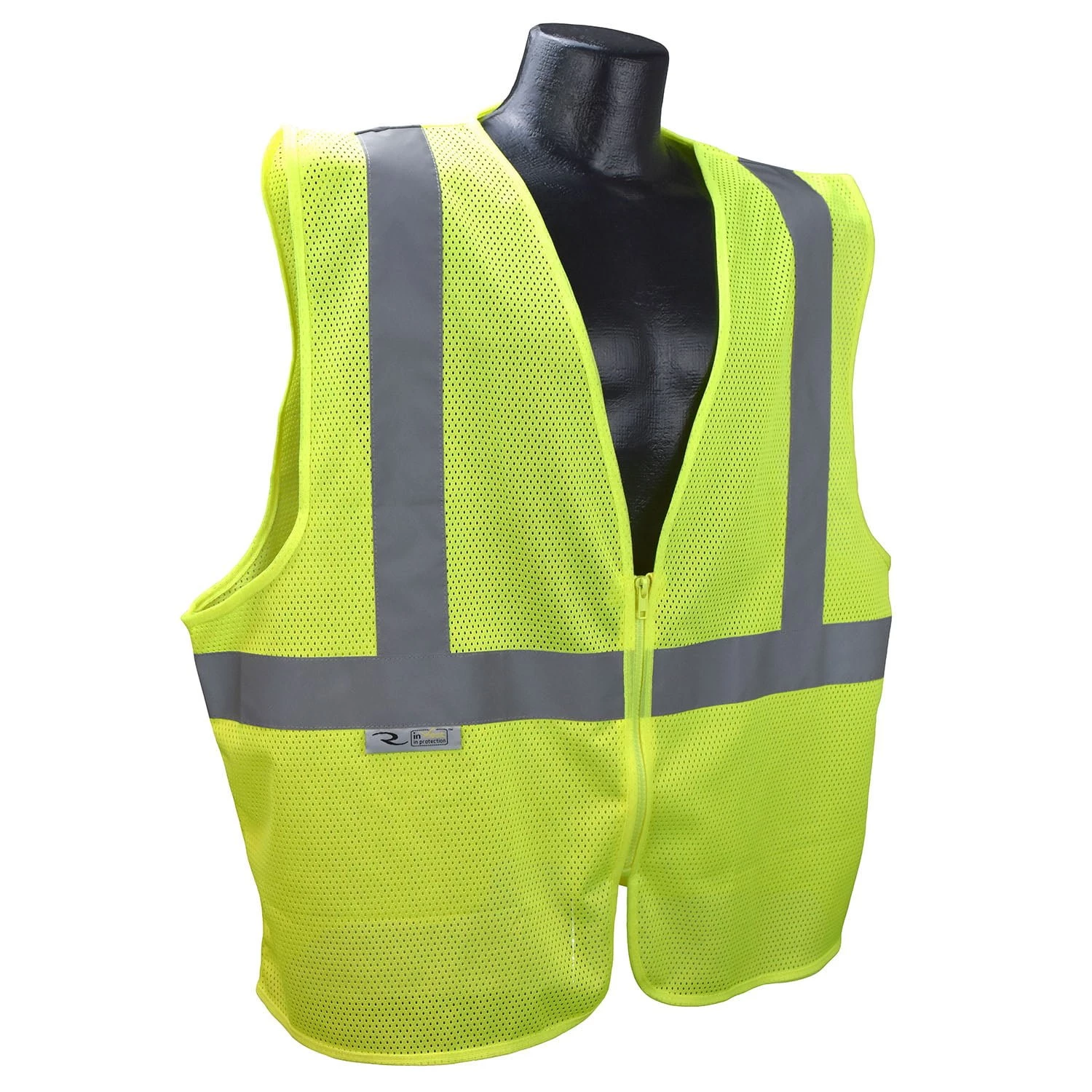 Radians SV2ZGM Economy Lime Green Class 2 Mesh Safety Vest W/Zipper & 2 Pockets 